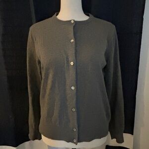 Lands' End Women's Charcoal Button-Up Cardigan